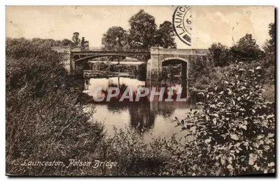 Launcestion, Ponte do Veneno — vista do ponte sobre o rio — editor Frith's Series
