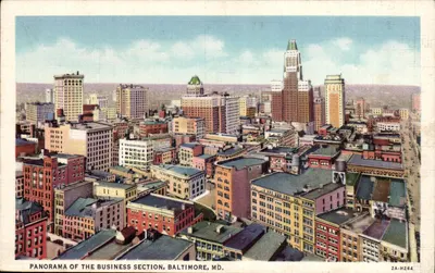 Panorama da Seção Comercial, Baltimore, MD. — C.T. Art Collections, n° 2A-H264