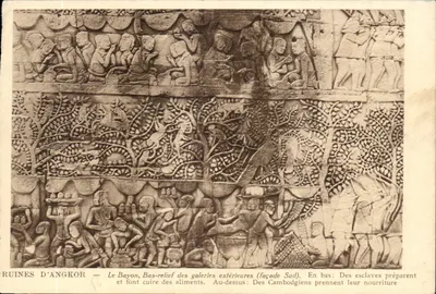 Ruínas de Angkor — O Bayon, bas-relief das galerias externas (fachada Sul) — Edição Photo NATAAL