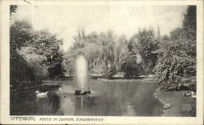 Offenburg. Parte no Zwinger, Schwanenteich — editor Original-Eigentümer Gebr. Röthling