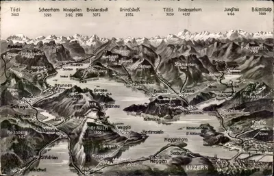 Vue aérienne du lac de Lucerne et des Alpes — Photograh-Wahrell AG, Zürich, n° 750