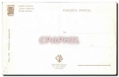 Exposição Internacional de Barcelona, 1929 — Jardim Umbrio — Edições Victoria N. Coll Sallieti — Verso