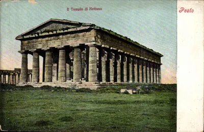 Tempio di Netuno a Pesto — wydawca E. Magozino, Galleria Umberto, Neapol