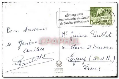 Genebra — Lembrete da cidade — Éditions Jaeger — Verso