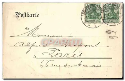 Schlettstadt i. E., katedra — widok z wieży i budynku z balkonami — wydawca Matt, Tübingen, n° 11516 — Rewers