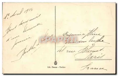 Sanremo — Corso Federico Guglielmo — Lit. Pecco - Torino, n° 334 — Verso