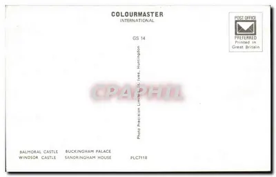 Residências Reais — Castelo de Balmoral, Palácio de Buckingham, Castelo de Windsor, Casa de Sandringham — Colourmaster International GS 14 — Verso
