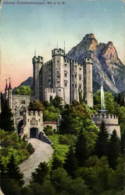Schloss Hohenschwangau — castelo situado a 894 m de altitude — editor não identificado