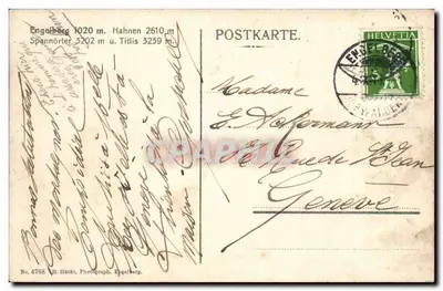 Widok z Engelberg — góry i wieś — H. Näckli, nr 4768 — Rewers
