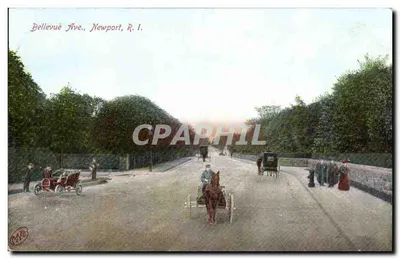 Bellevue Ave., Newport, R.I. — wersja ulicy z pojazdami — wydawca M.R. n° 7434