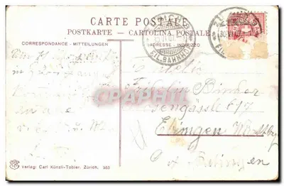 Zurych — widok panoramiczny z zabytkami — Verlag Carl Künzli-Tobler, n° 563 — Rewers