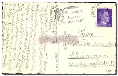 Karlsruhe — Główny Ośrodek Pocztowy z Pomnikiem Grenadiers — wydawca nieznany — Rewers