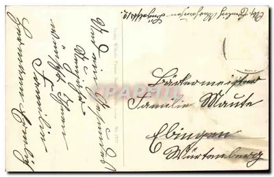 Zimowy pejzaż z ptakami — tekst świąteczny — wydawca Wilhelm Proeck, nr 1377 — Rewers