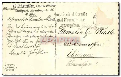Stuttgart — Johanniskirche z Geuersee — oryginalna fotografia Erich Otto, Stuttgart — Rewers