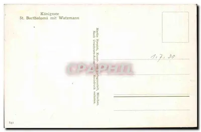 Königssee — St. Bartholomä mit Watzmann — Martin Heinrich Kunst- und Verlagssamt München — Rewers