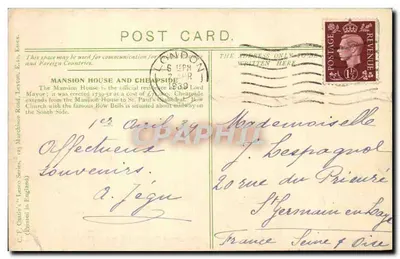 LONDRES - MANSION HOUSE Y CHEAPSIDE — C.F. Castle's 'Leasco Series' (impreso) — Reverso