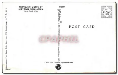 Luzes brilhantes do Midtown Manhattan — Nova Iorque — Manhattan Post Card Pub. Co., Inc., Boston — Verso