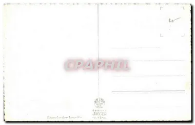 Ginebra. Chorro de Agua (90 m) y el Monte Blancco — Ediciones Jaeger, n° 7018 — Reverso