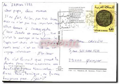 Marrakech — Rynek dywanowy i widok miasta — wydawca FISA - I.G. - Palaudarias, 26 - Barcelona — Rewers