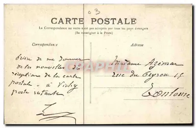 Vichy - Rue de Nîmes — vista da rua com comércios e pedestres — editor Allier, número de série não visível — Verso