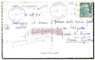 Fuente del Hospital — Vichy — Ediciones del Globo, n°03 — Reverso