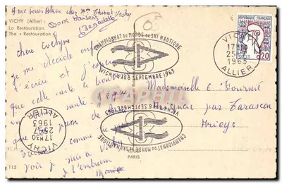 Vichy (Allier) — O Restaurante — editor desconhecido, número de série não visível — Verso