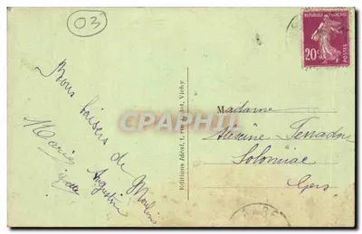 Bourbonnais — Wieża — Zamek Contresol — Wydawca Idéal, nr 1034 — Rewers