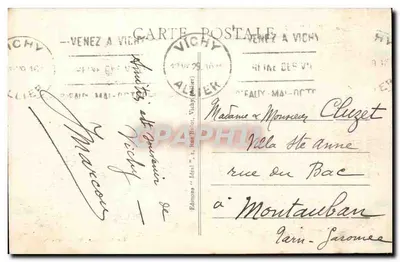 Vichy — Fronton kasyna (styl renesansowy) — Wydawnictwo Gouillotelle Faure, 30 rue Lucas, Vichy — Rewers