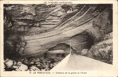 Le Mas-d'Azil — Interior da caverna e a Arize — Edição Pyrénées-Océan