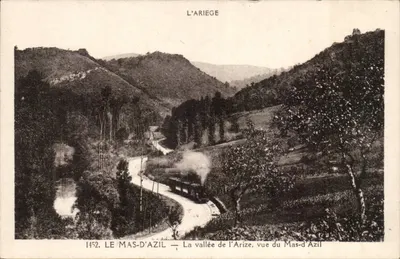 O Mas-d'Azil — A vallé da Arize, vista do Mas-d'Azil — Edição Pyrénées-Océan, Toulouse