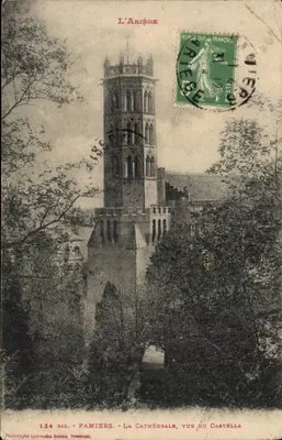Pamiers - A Catedral, vista do Castella — Fototipia Labouche frères, Toulouse