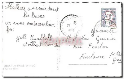 Ussat-les-Bains — parco — editore Lait Laperre, n° 893 — Verso