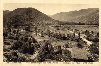 Les Cabannes — Vista panorâmica das Cabannes e montanha de Pèch — Edit. Prato