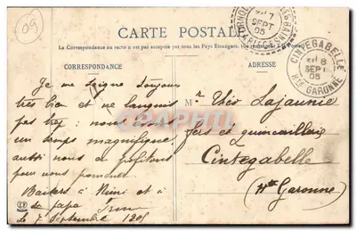 Jovem mulher de Bethmale — As Pirineus Ariégeoisas — Fototipo Lahouche Frères, Toulouse — Verso