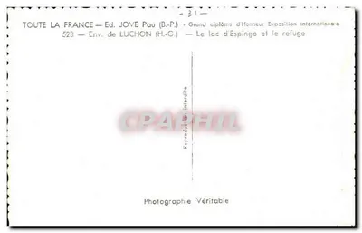 Jezioro Espingo i schron — Okolice Luchon — Wyd. JOVE Pau (B.P.) — Rewers