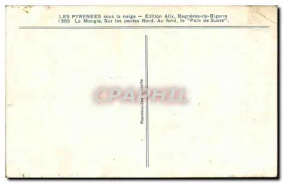 Los Pirineos bajo la nieve — Edición Alix, Bagnères-de-Bigorre, n°1365 — Reverso