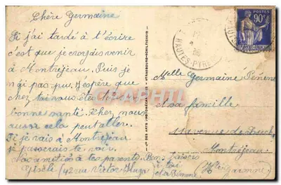Tarbes — Praça de Verdun — Bilhete postal antigo n°20, editor C.A.R. (Café dos Artes) — Verso