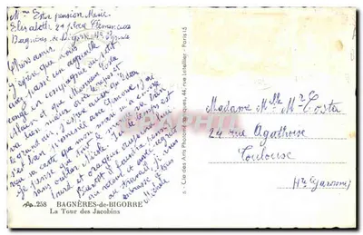 Bagnères-de-Bigorre — La Tour des Jacobins — Cie des Arts Photographiques, Paris 15 — Verso