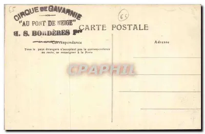 La Brèche de Roland — Gavarnie, Pirenei — C. S. Bordères Pr — Verso