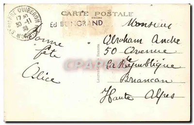 Umgebung von Auray — Drei Hochzeiten vereint — Die Hochzeitsprozession beim Verlassen der Kirche — Verlag Bongrand n°2763 — Rückseite