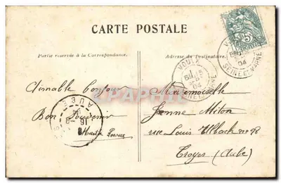 Versailles — A Cour de Marbre, estátua de Luís XIV. — Verso