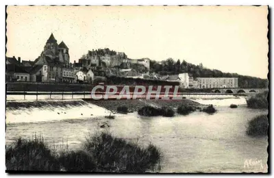 Noyers-sur-Cher — O Desaguadeiro e vista principal de Saint-Aignan — Impres. de France & Arain, Paris