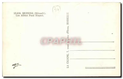 Aleje Paul Riquet — Béziers (Hérault) — Wydawca: La Cigogne, 7, cours d'Orves, Marseille — Rewers