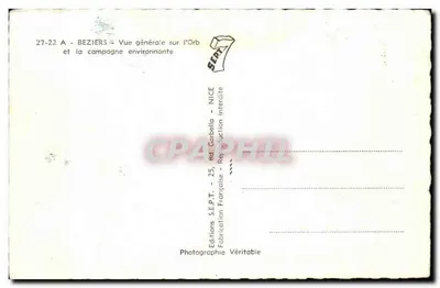 Ogólny widok na Orb i otaczające tereny — Beziers — Wydawnictwo S.E.P.T. - 27-22 A — Rewers