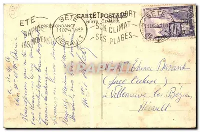Sète (Hérault) — Stacja Balneologiczna — Widok panoramiczny z Mont Saint-Clair — Foto C.D.M.L.C. — Rewers