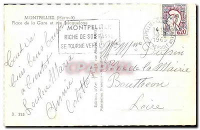 Montpellier — Place de la Gare i rue Maguelone — Wydawnictwo Art B. 355 — Rewers
