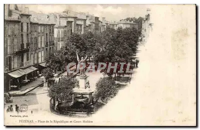 Pézenas — Place de la République et Cours Molière — Pendariès phot.