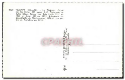 Pézenas (Hérault) — O Castelo — Edições Schetter Lucien — Verso
