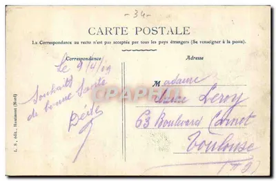 Un Baiser de Saint-Pons — ilustrowana kartka pocztowa z kwiatami i ptakami — L. S., wyd., Hautmont (Północ) — Rewers