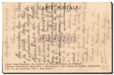 Villa Beau-Soleil — Klinika Chirurgiczna Mutualistyczna — Montpellier — Rewers